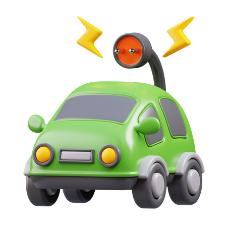 Electric Car With Socket  3D Icon