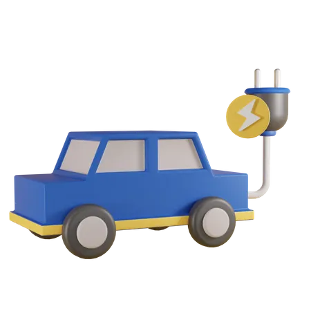 Electric Car With Socket  3D Icon