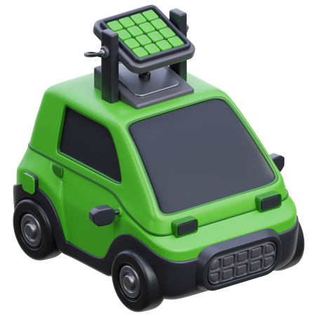 Electric Car With Solar Panel  3D Icon