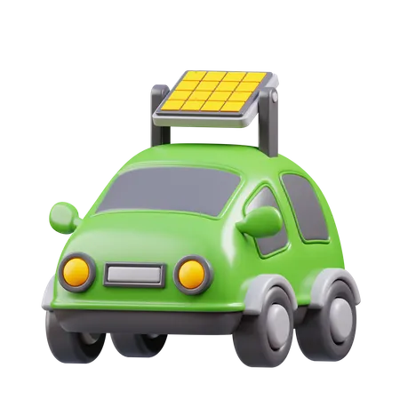 Electric Car With Solar Panel  3D Icon