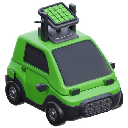 Electric Car With Solar Panel  3D Icon