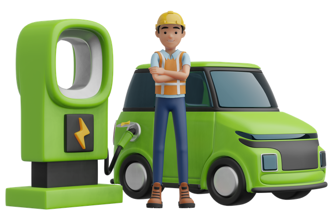 Electric Charging Station  3D Illustration