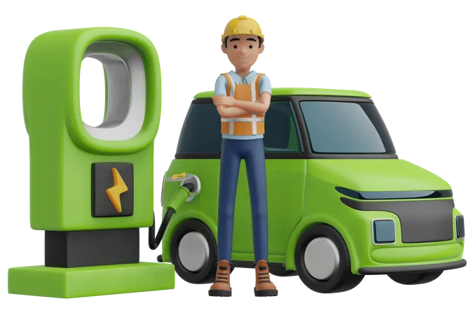 Electric Charging Station  3D Illustration