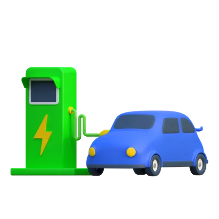 Electric Vehicle Car Charging Station Icon Earth Day 3 D Illustration 3D Icon