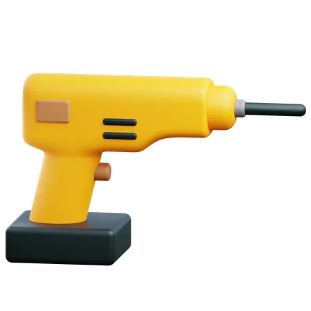 3 D Electric Drill With Transparent Background 3D Icon