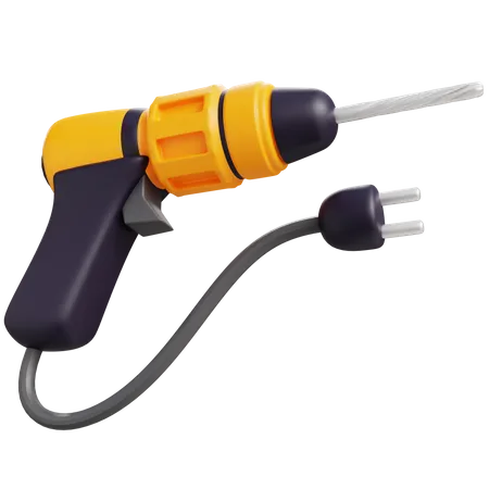 3 D Electric Drill With Isolated Background 3D Icon