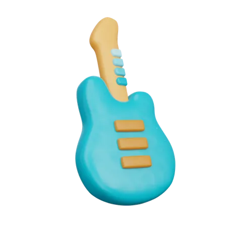 3 D Kids Toy Wooden Electric Guitar 3 D Rendering 3D Icon
