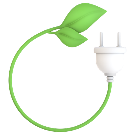 Electric Plug with Leaf  3D Icon