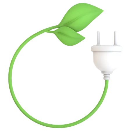 Electric Plug with Leaf  3D Icon