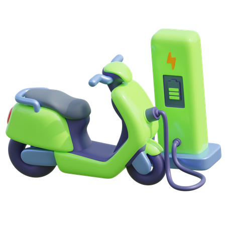 Electric Scooter Charging  3D Icon