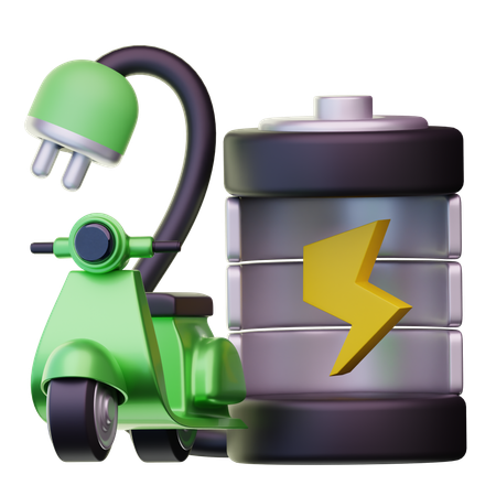 Electric Scooter Charging  3D Icon