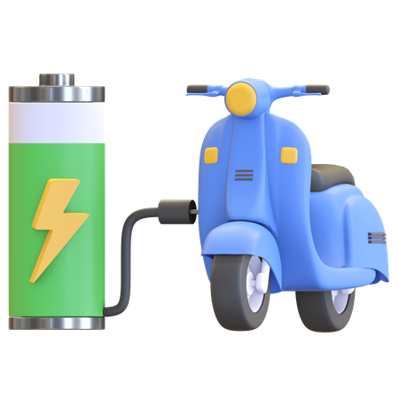 Electric scooter charging  3D Illustration