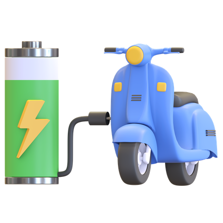 Electric scooter charging 3D Illustration