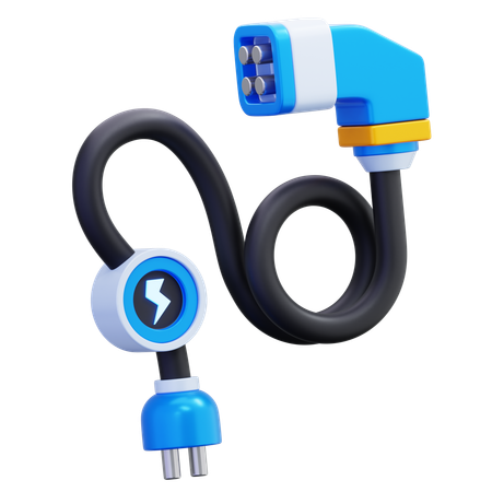 Electric Vehicle Charging Cable  3D Icon