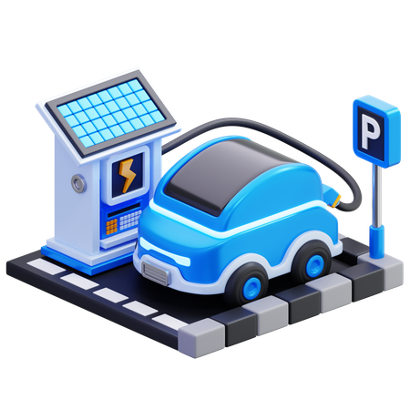 Electric Vehicle Charging Station  3D Icon