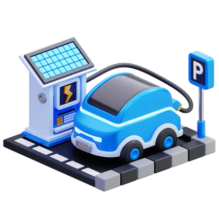 Electric Vehicle Charging Station  3D Icon