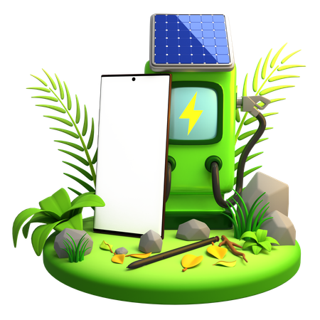 Electric vehicle charging station Mobile Mockup  3D Icon