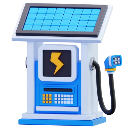 Electric Vehicle Charging Station With Solar Panel  3D Icon