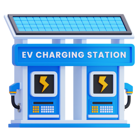 Electric Vehicle Charging Station With Solar Panel  3D Icon