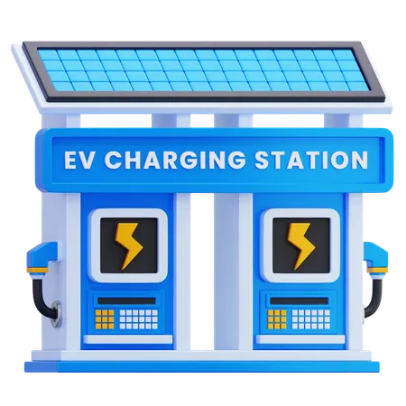 Electric Vehicle Charging Station With Solar Panel  3D Icon