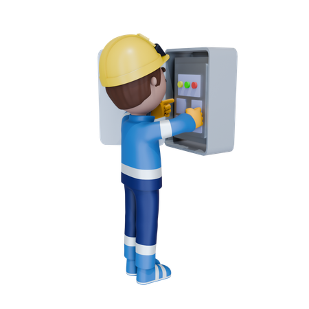 전기 기술자 고정 보드 전기  3D Illustration