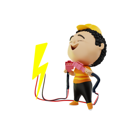Electrician fixing issues with the wire  3D Icon