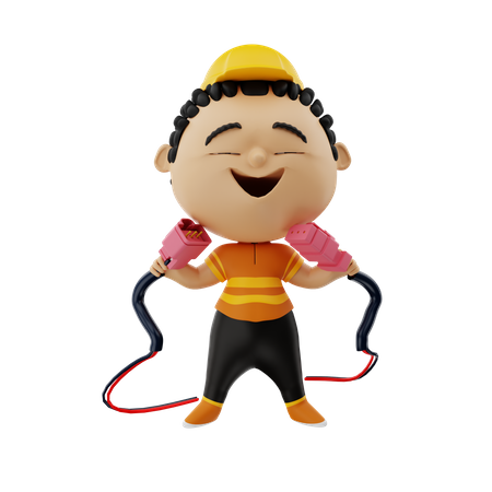 Electrician fixing issues with the wire  3D Icon