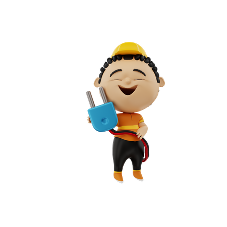 Electrician holding plug  3D Icon