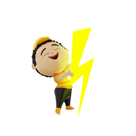 Electrician with bolt  3D Icon