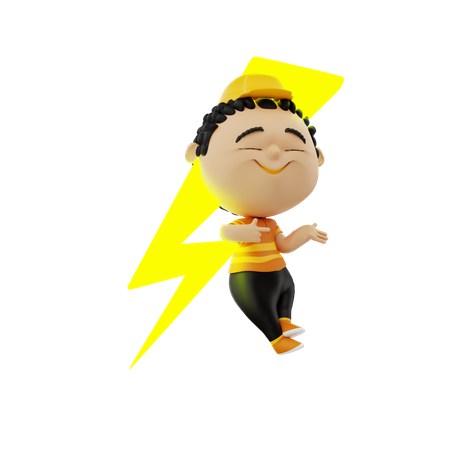 Electrician with bolt  3D Icon