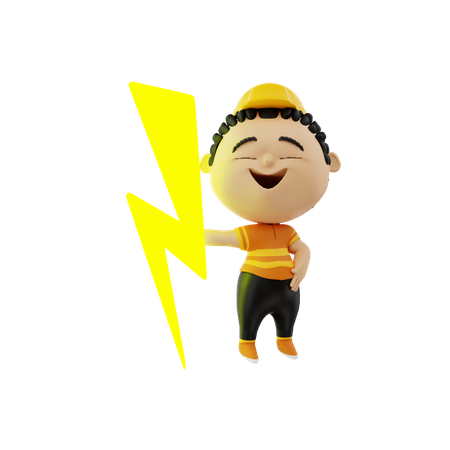 Electrician with bolt  3D Icon