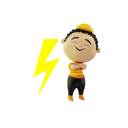 Electrician with bolt  3D Illustration