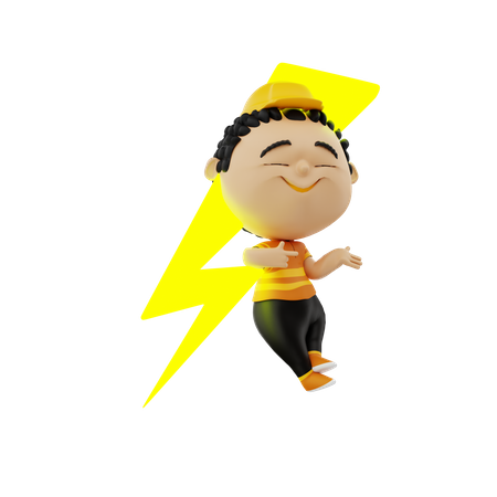 Electrician with bolt  3D Illustration