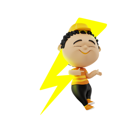 Electrician with bolt 3D Illustration