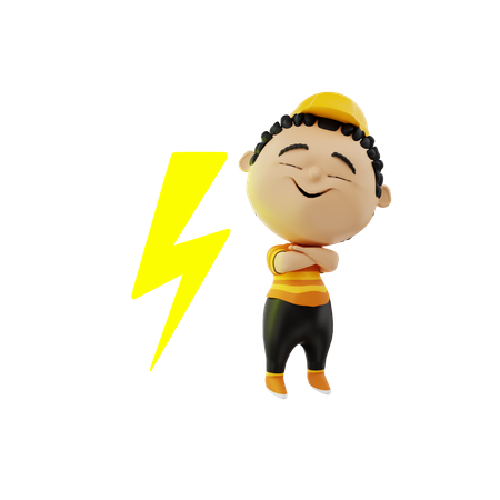 Electrician with bolt 3D Illustration