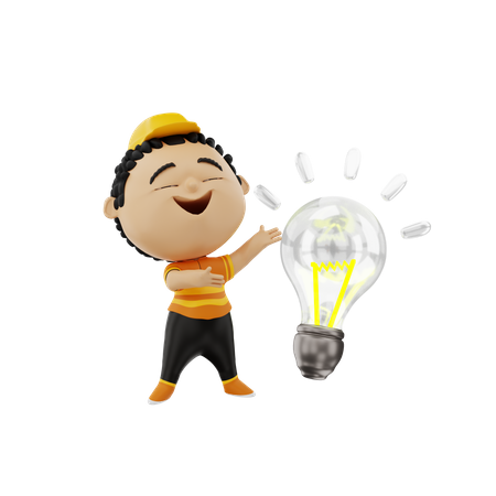 Electrician with bulb  3D Icon