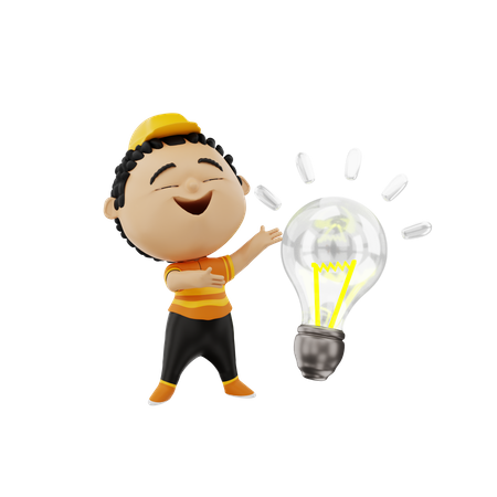 Electricista con bombilla  3D Icon