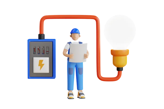 Skilled 3D Electrician with Electric Panel Perfect for Electrical or Control  System Related Projects PNG Transparent Background 22484057 PNG