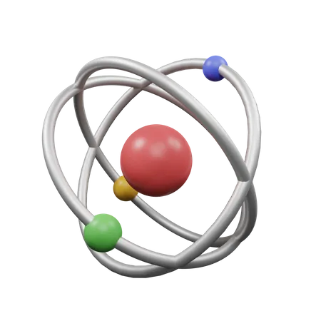 Atomo Ilustracion 3 D Del Modelo Con Electrones Y Neutrones Aislados 3D Illustration