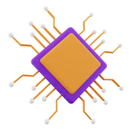 Electronic Chip  3D Illustration