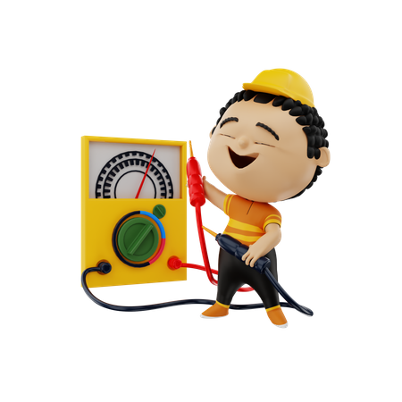 Electronic Technician with multimeter  3D Icon
