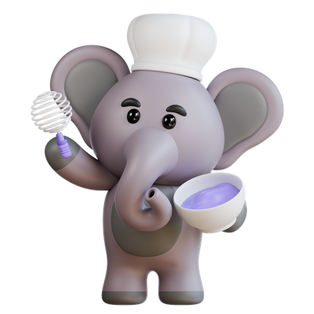 Elefant macht Kuchen  3D Illustration