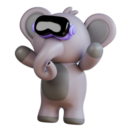 Elefant mit VR-Brille  3D Illustration