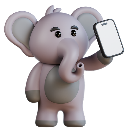 Elefant bringt Smartphone  3D Illustration