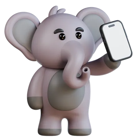 Elefant bringt Smartphone  3D Illustration