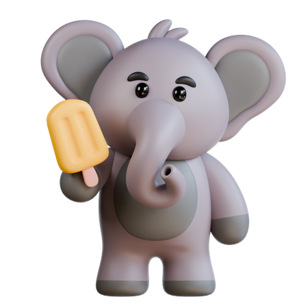 Elefant bringt Eis  3D Illustration