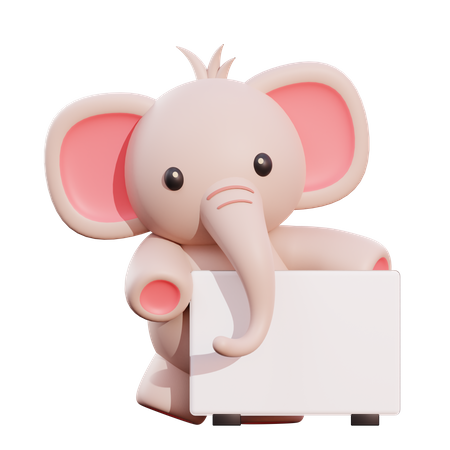 Elefant hält Plakat  3D Illustration