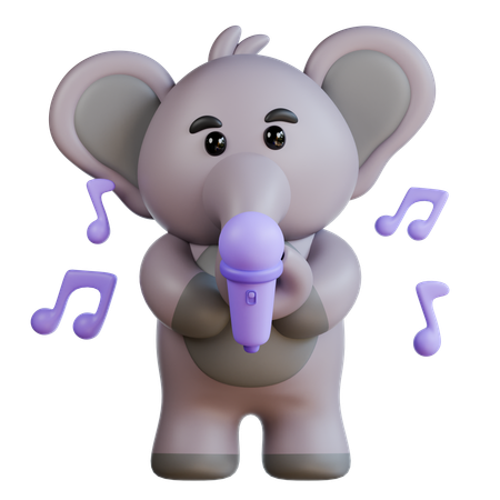 Elefant mit Mikrofon  3D Illustration