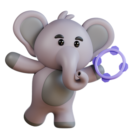 Elefant mit Tamburin  3D Illustration