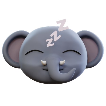 Schlafender Elefant Emoji  3D Icon